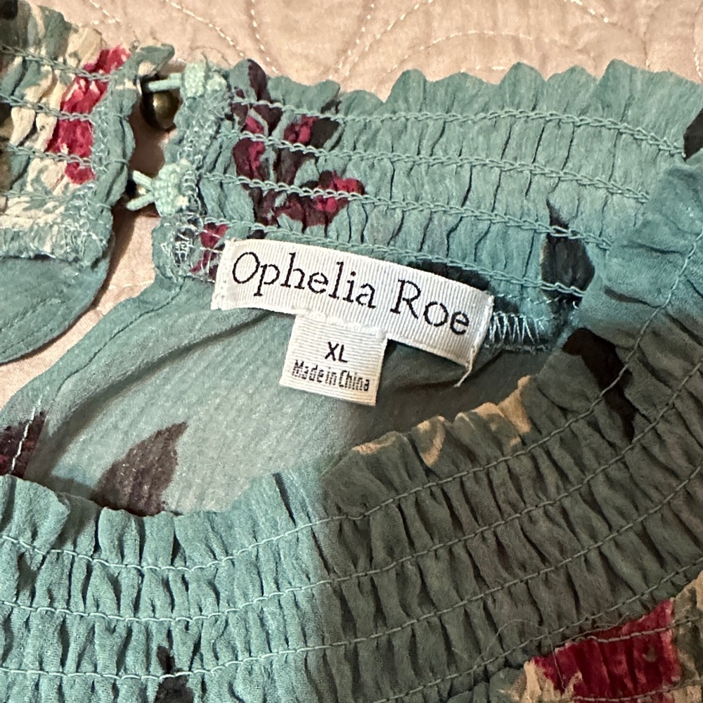 Ophelia Roe Floral Top - Teal and Red